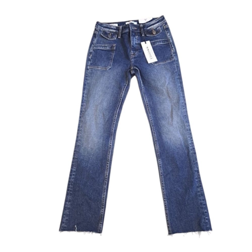NWT Vigoss Jeans Blue Vintage Wash Stevie Crop Straight Jeans